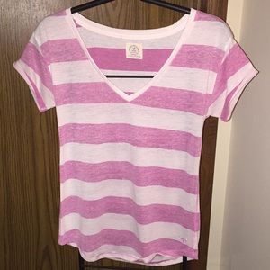 Pink and white striped tshirt